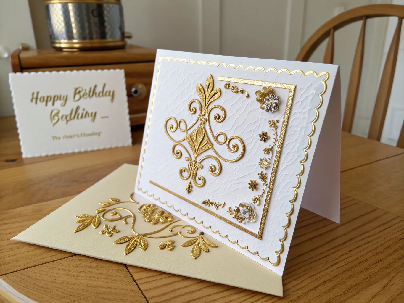 Elegant födelsedagskort med gulddetaljer
